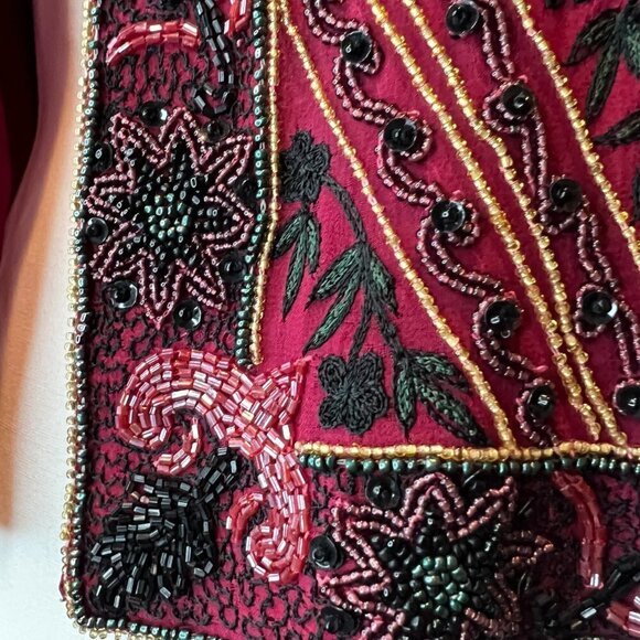 Vintage Niteline by Della Roufogali Red Beaded jacket, SIze Medium - Picture 6 of 14